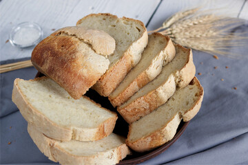 sliced bread on wooden table