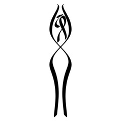 abstract image of a woman with a graceful figure and thin waist, black creative pattern