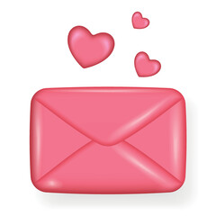 3d vector icon close envelope letter, mail letter with pink heart. Realistic Elements for romantic design. Isolated love letter