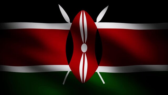 the flag of kenya blowing in the wind as a realistic background	
