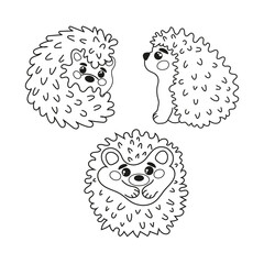 Cute hedgehogs in doodle style. Vector illustration for kids, books and invitations.
