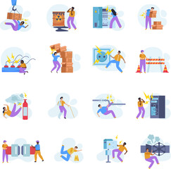 Fototapeta premium Workplace Safety Flat Set