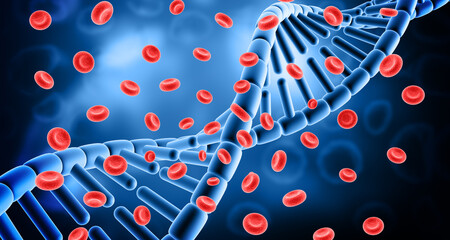 DNA on scientific background. 3d illustration.