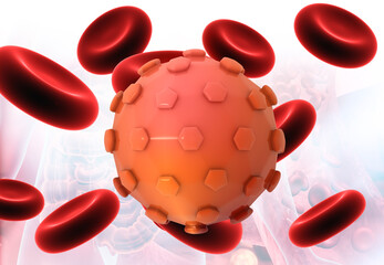 Microscopic view of coronavirus. 3d illustration.