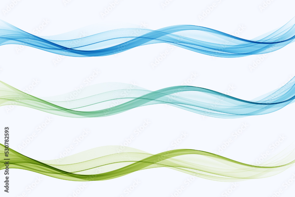 Canvas Prints bright fresh collection of soft blue-green waves. abstract smooth soft dividing lines, trendy header