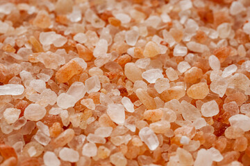 pink Himalayan salt on a white background