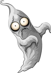 Rolgordijnen Draw Ghost Monster Halloween griezelig leuk en grappig stripfiguur geïsoleerd op transparante achtergrond