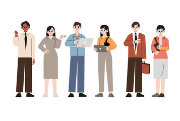 Group of People Talking Together, Discussion, Looking For New Ideas. Colleagues, Office Workers, Business. Teamwork concept. Vector Illustration. For Web Banner, Website Flyer Card