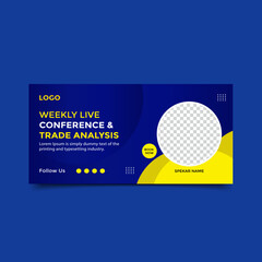 Obraz premium Business Conference webinar banner invitation and social media post template.online Business invitation or live 