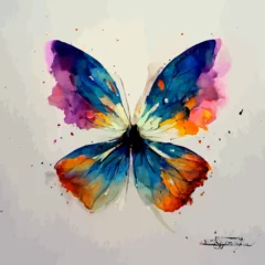 Door stickers Butterflies in Grunge colorful paint splashes forming watercolor butterfly