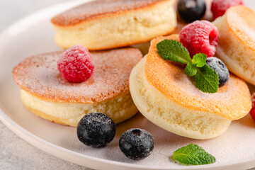Japanese soft pancakes with berries
