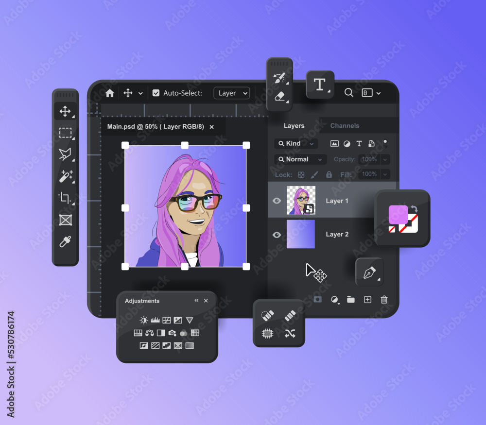 Poster raster graphics editor. toolbar. software for creating retouching and digital art