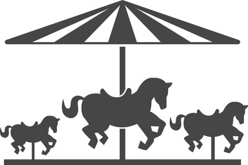 Merry-go-round icon. Black horse carnival ride silhouette © ONYXprj