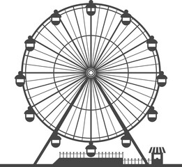 Amusement park ferris big wheel black silhouette - obrazy, fototapety, plakaty