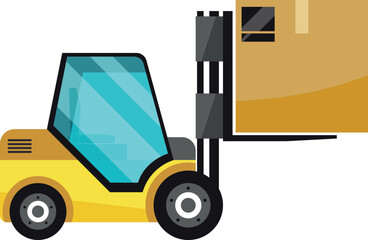 Warehouse forklift with storage container. Cargo truck icon