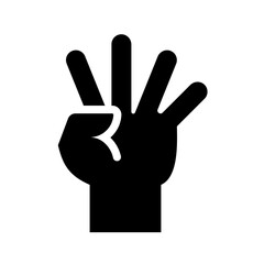 Four Fingers Glyph Icon Vector