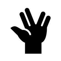 Vulcan Salute Fingers Glyph Icon Vector