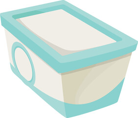 Plastic food box cartoon icon. Butter or cheese package