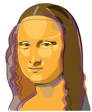 
mona lisa Moderne vektor Skizze des berühmten Gemäldes von Leonardo da Vinci. la Gioconda, Porträt einer lächelnden jungen Italienerin.
