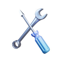 Wrench and screwdriver 3d rendering illustration