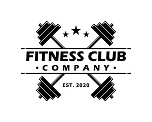 silhouette barbell for GYM or Fitness sport symbol icon logo vector. Heavy athletic barbell and vintage bodybuilding stencil logo design. Wellness equipment training fitness sports illustration logo