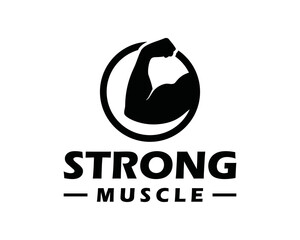 Strong hand muscles symbol icon vector. Hand with powerful bicep simple silhouette logo design. Muscular arm icon