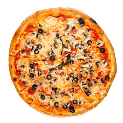 Pizza with mushrooms and vegetables