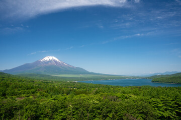 Obraz premium パノラマ台から見る富士山と山中湖
