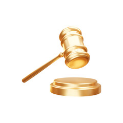 Gold judge gavel 3d rendering illustration