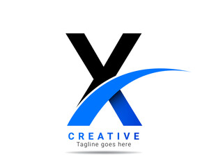 Abstract initial blue color X letter alphabet logo. X letter logo for company brand identity, travel, logistic, business logo template