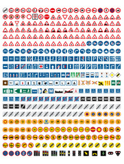 Traffic signs in vector. Set of traffic rules signs. PNG file transparent background.