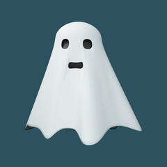 3D Render Of Cartoon Ghost Element On Blue Background.