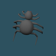 3D Render Of Spider Element On Blue Background.