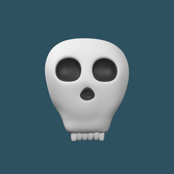 3D Render Of Skull Element On Blue Background.