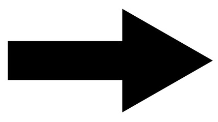 Straight pointed arrow icon. Black arrow pointing to the right. Black direction pointer