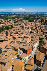 Fototapeta premium Aerial view of Siena old town, medieval town with ancient architecture, Tuscany, Italy