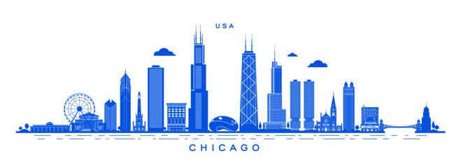American cities. Chicago architectural landmarks. - obrazy, fototapety, plakaty