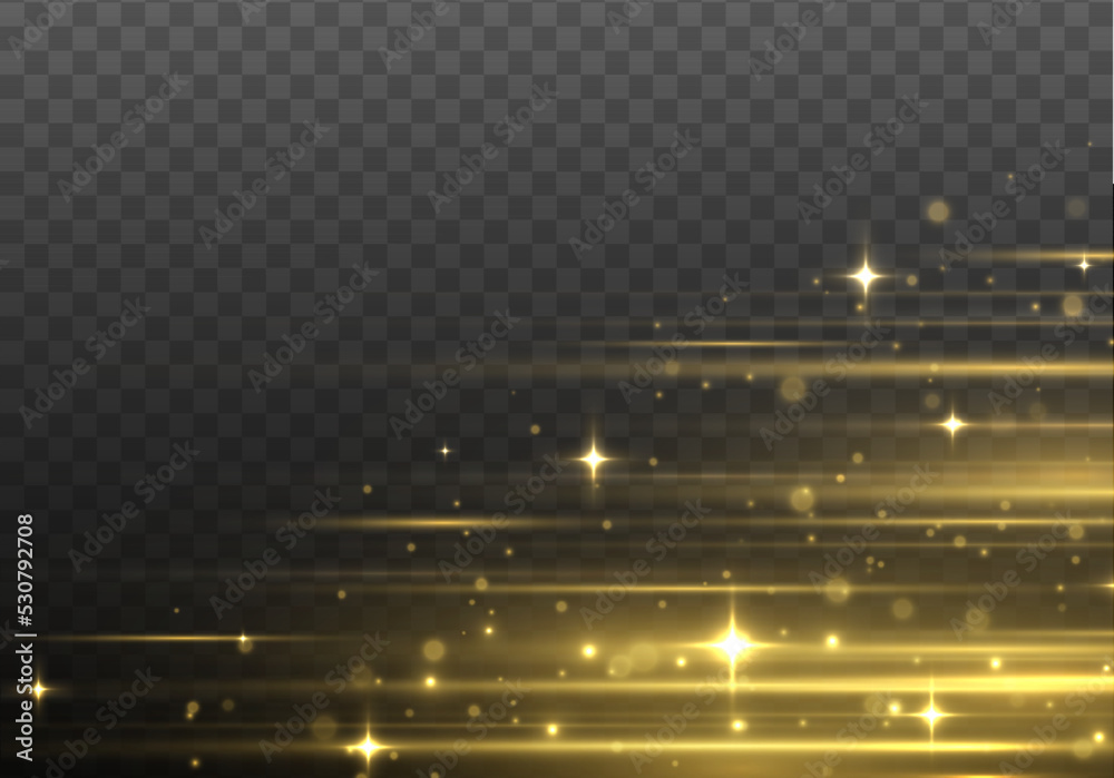 Poster gold neon lines speed motion, laser beams with lights. golden ray line with electric flash explosion