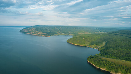 Travel to Russia, the Volga River, Central Russia, Samara Luka. Summer landscape in the Zhiguli mountains on the Volga, Russia.
