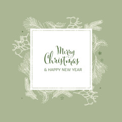 Vintage vector green Christmas card