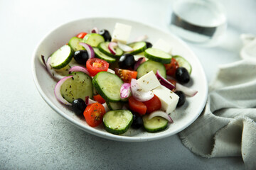 Traditional homemade Greek salad with Feta cheese