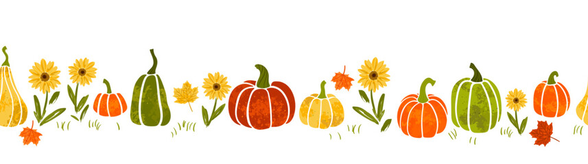 Cute hand drawn pumpkin seamless pattern, hand drawn pumpkins - great as Thanksgiving background, textiles, banners, wallpapers, wrapping - vector design