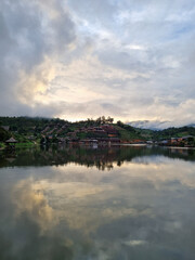 Fototapeta premium Beautiful village of Ban Rak Thai, a Chinese settlement in Mae Hong Son, Thailand