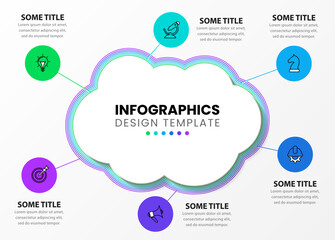 Infographic template. Cloud with 6 connected circles