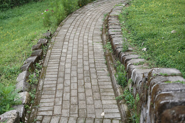 paving block road in the park