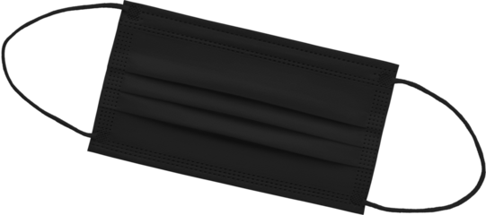 PNG black surgical mask mockup, medical respirator isolated on background