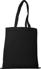 Black totebag mockup with handle 3D rendering, png, isolated on background