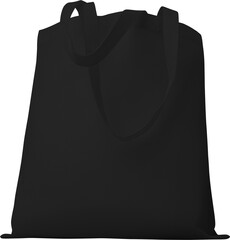 Black totebag mockup with handle 3D rendering, png, isolated on background