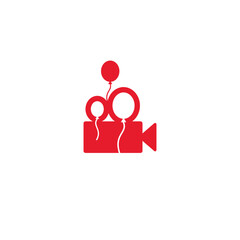 Obraz premium Video camera combination with balloons. Logo design.