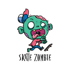 A CREEPY SKATING ZOMBIE CARTOON ILLUSTRATION